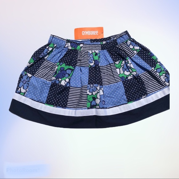 Gymboree Girls Blue/White & Green Patchwork Cotton Skirt Size 4 - Picture 2 of 9